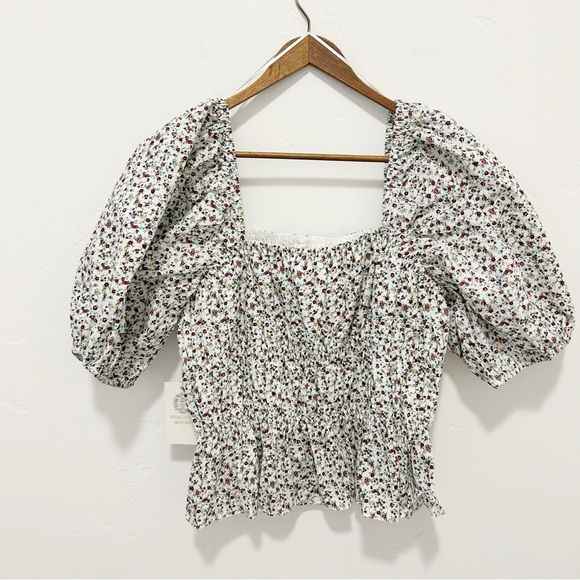 NEW Tuckernuck Hyacinth House Floral Payton Blouse Bows Puff Sleeve Size Large - Picture 7 of 12